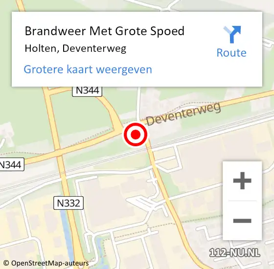 Locatie op kaart van de 112 melding: Brandweer Met Grote Spoed Naar Holten, Deventerweg op 1 november 2022 13:30