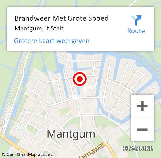 Locatie op kaart van de 112 melding: Brandweer Met Grote Spoed Naar Mantgum, It Stalt op 1 november 2022 13:52