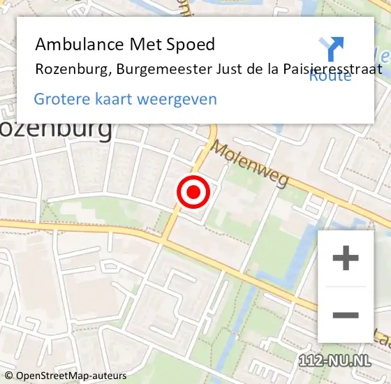 Locatie op kaart van de 112 melding: Ambulance Met Spoed Naar Rozenburg, Burgemeester Just de la Paisieresstraat op 1 november 2022 13:55