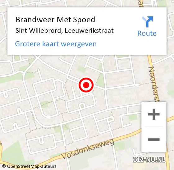 Locatie op kaart van de 112 melding: Brandweer Met Spoed Naar Sint Willebrord, Leeuwerikstraat op 1 november 2022 14:07