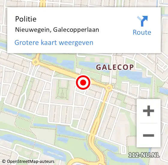 Locatie op kaart van de 112 melding: Politie Nieuwegein, Galecopperlaan op 1 november 2022 14:13