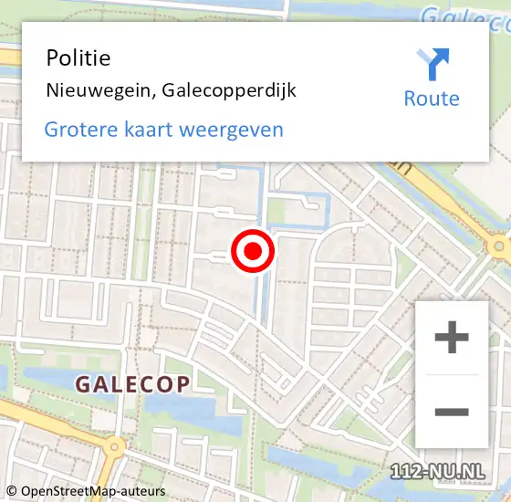 Locatie op kaart van de 112 melding: Politie Nieuwegein, Galecopperdijk op 1 november 2022 14:23