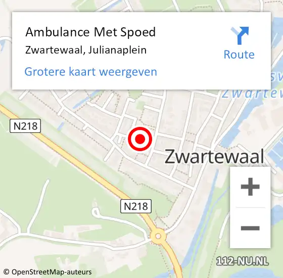 Locatie op kaart van de 112 melding: Ambulance Met Spoed Naar Zwartewaal, Julianaplein op 1 november 2022 14:53