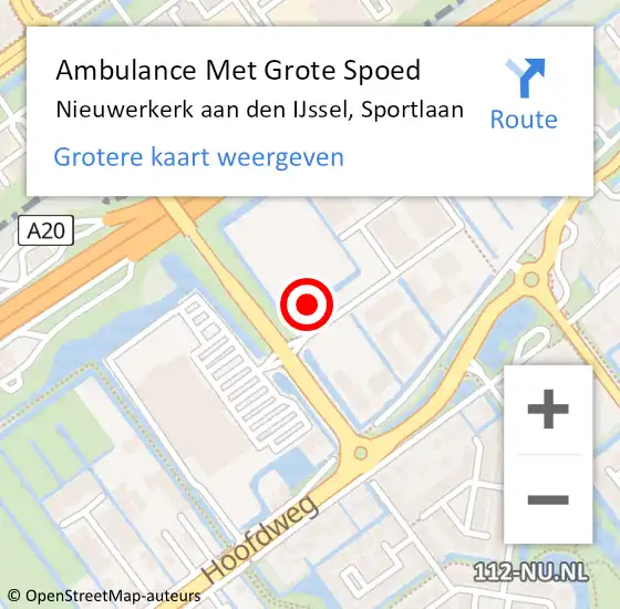 Locatie op kaart van de 112 melding: Ambulance Met Grote Spoed Naar Nieuwerkerk aan den IJssel, Sportlaan op 1 november 2022 14:57