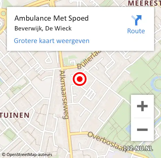 Locatie op kaart van de 112 melding: Ambulance Met Spoed Naar Beverwijk, De Wieck op 1 november 2022 15:05