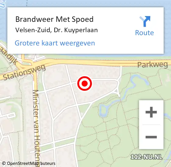 Locatie op kaart van de 112 melding: Brandweer Met Spoed Naar Velsen-Zuid, Dr. Kuyperlaan op 1 november 2022 15:09