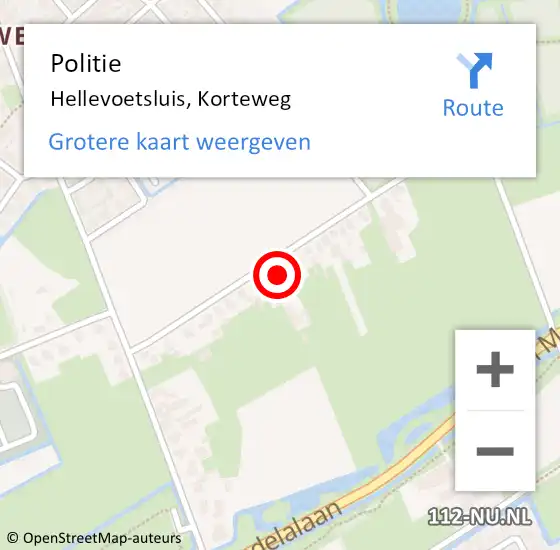Locatie op kaart van de 112 melding: Politie Hellevoetsluis, Korteweg op 1 november 2022 15:22