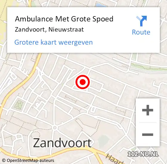 Locatie op kaart van de 112 melding: Ambulance Met Grote Spoed Naar Zandvoort, Nieuwstraat op 1 november 2022 15:34