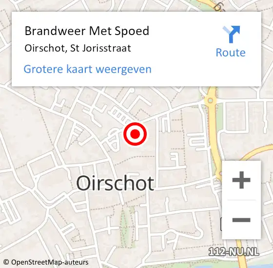 Locatie op kaart van de 112 melding: Brandweer Met Spoed Naar Oirschot, St Jorisstraat op 1 november 2022 15:41