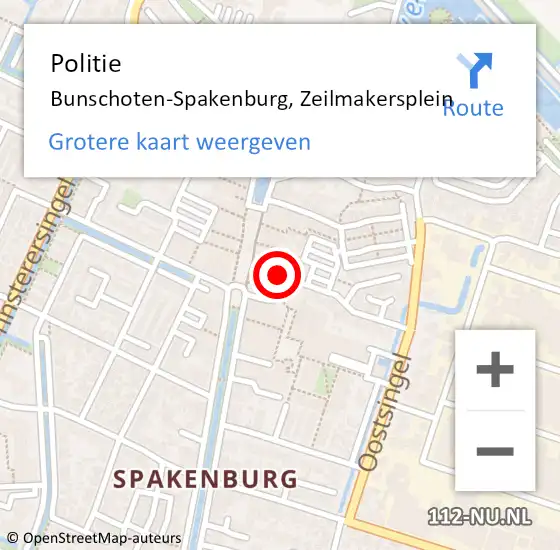 Locatie op kaart van de 112 melding: Politie Bunschoten-Spakenburg, Zeilmakersplein op 1 november 2022 15:56