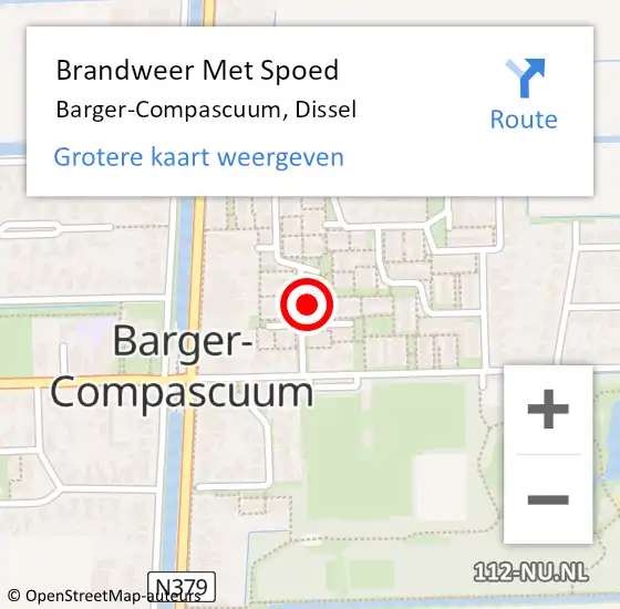 Locatie op kaart van de 112 melding: Brandweer Met Spoed Naar Barger-Compascuum, Dissel op 1 november 2022 16:02
