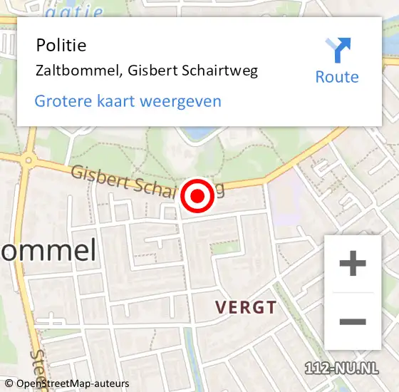 Locatie op kaart van de 112 melding: Politie Zaltbommel, Gisbert Schairtweg op 1 november 2022 16:03