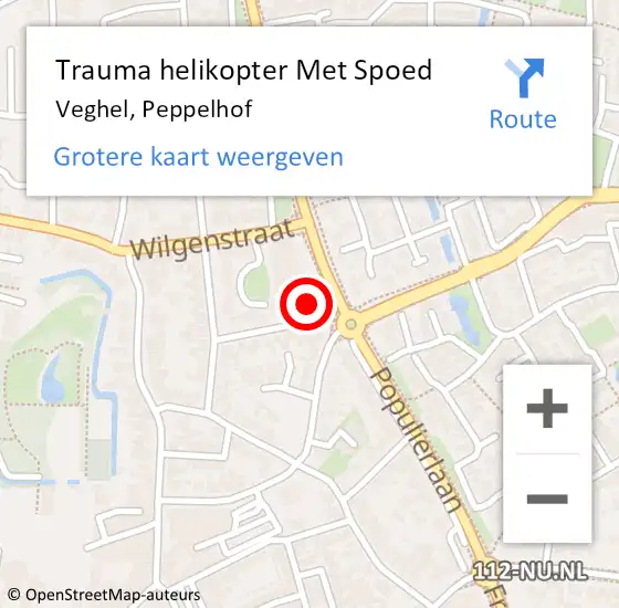 Locatie op kaart van de 112 melding: Trauma helikopter Met Spoed Naar Veghel, Peppelhof op 1 november 2022 16:14