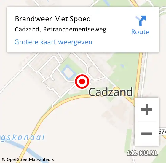 Locatie op kaart van de 112 melding: Brandweer Met Spoed Naar Cadzand, Retranchementseweg op 1 november 2022 16:18