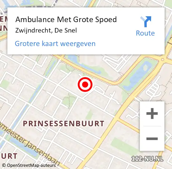 Locatie op kaart van de 112 melding: Ambulance Met Grote Spoed Naar Zwijndrecht, De Snel op 1 november 2022 16:24