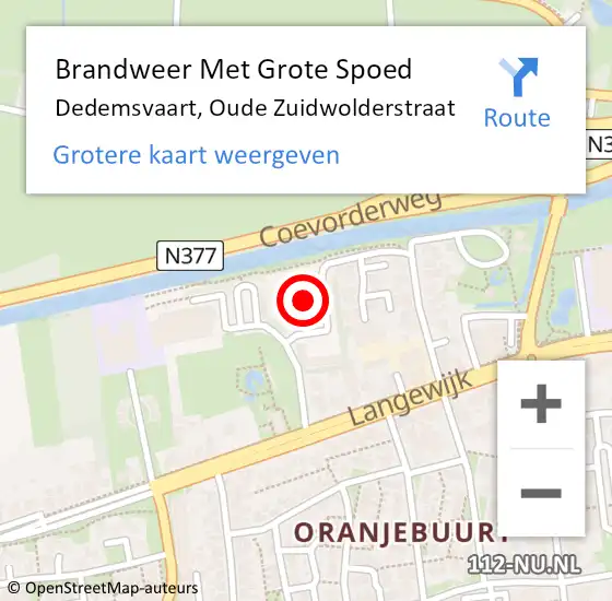 Locatie op kaart van de 112 melding: Brandweer Met Grote Spoed Naar Dedemsvaart, Oude Zuidwolderstraat op 10 oktober 2013 12:34