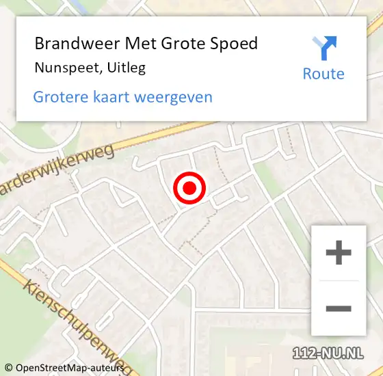 Locatie op kaart van de 112 melding: Brandweer Met Grote Spoed Naar Nunspeet, Uitleg op 1 november 2022 16:58