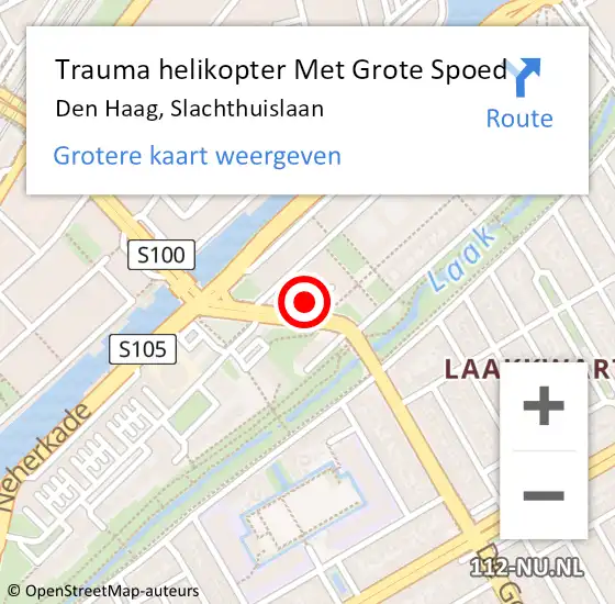 Locatie op kaart van de 112 melding: Trauma helikopter Met Grote Spoed Naar Den Haag, Slachthuislaan op 1 november 2022 17:07