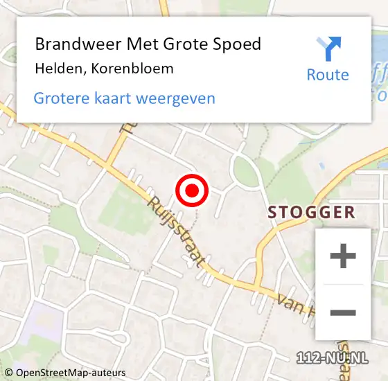 Locatie op kaart van de 112 melding: Brandweer Met Grote Spoed Naar Helden, Korenbloem op 1 november 2022 17:08