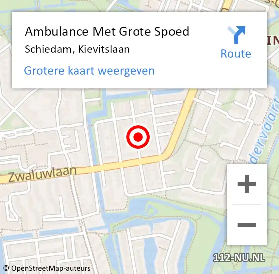 Locatie op kaart van de 112 melding: Ambulance Met Grote Spoed Naar Schiedam, Kievitslaan op 1 november 2022 17:09