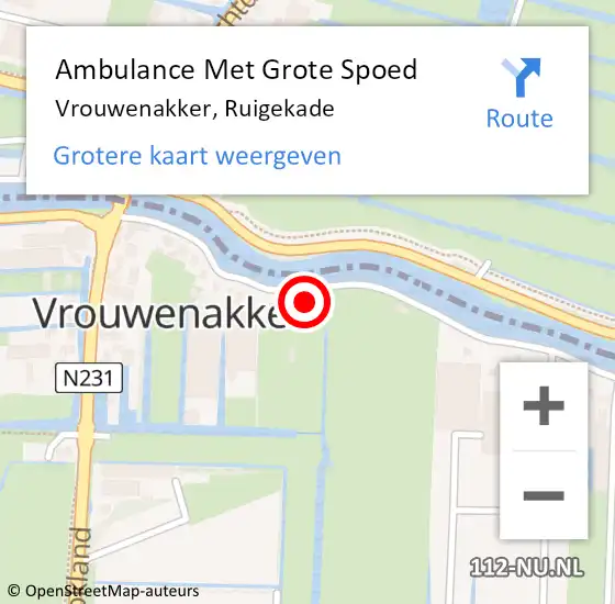 Locatie op kaart van de 112 melding: Ambulance Met Grote Spoed Naar Vrouwenakker, Ruigekade op 1 november 2022 17:10