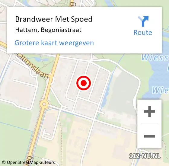Locatie op kaart van de 112 melding: Brandweer Met Spoed Naar Hattem, Begoniastraat op 1 november 2022 17:12