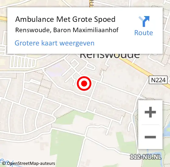 Locatie op kaart van de 112 melding: Ambulance Met Grote Spoed Naar Renswoude, Baron Maximiliaanhof op 1 november 2022 17:12