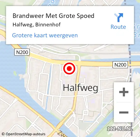 Locatie op kaart van de 112 melding: Brandweer Met Grote Spoed Naar Halfweg, Binnenhof op 1 november 2022 17:14