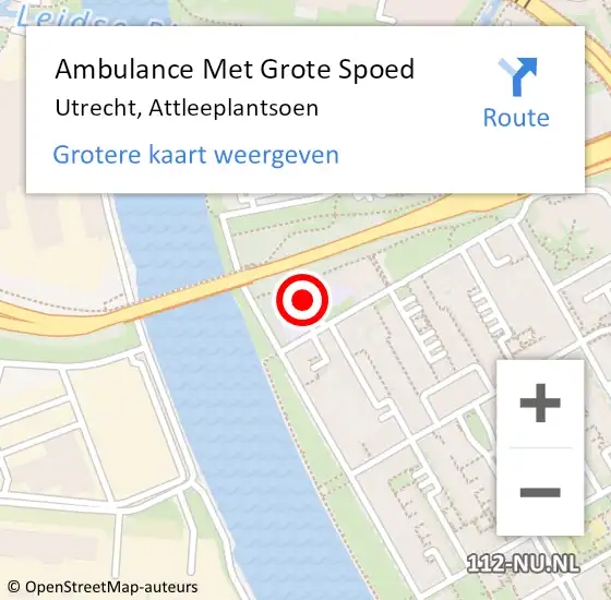 Locatie op kaart van de 112 melding: Ambulance Met Grote Spoed Naar Utrecht, Attleeplantsoen op 10 oktober 2013 12:34