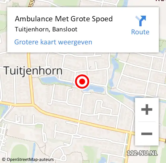 Locatie op kaart van de 112 melding: Ambulance Met Grote Spoed Naar Tuitjenhorn, Bansloot op 1 november 2022 17:29