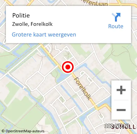 Locatie op kaart van de 112 melding: Politie Zwolle, Forelkolk op 1 november 2022 17:53