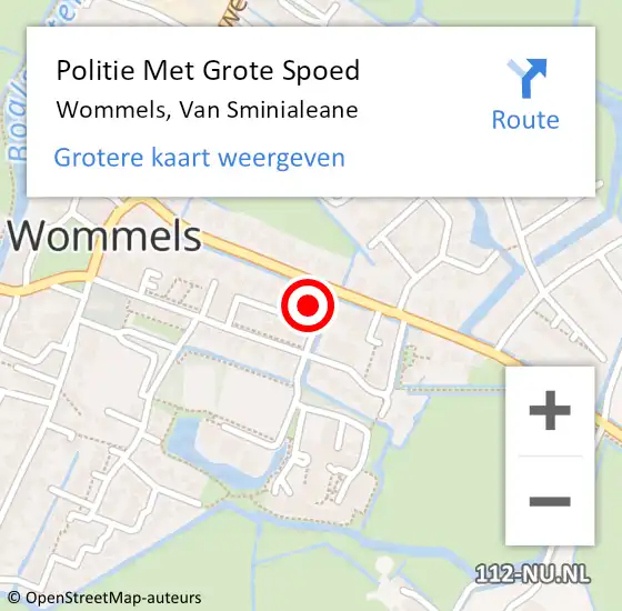 Locatie op kaart van de 112 melding: Politie Met Grote Spoed Naar Wommels, Van Sminialeane op 1 november 2022 17:54