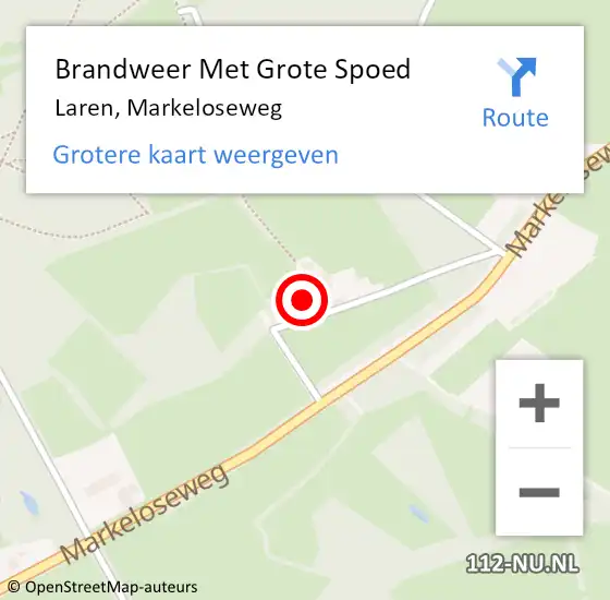 Locatie op kaart van de 112 melding: Brandweer Met Grote Spoed Naar Laren, Markeloseweg op 1 november 2022 18:00