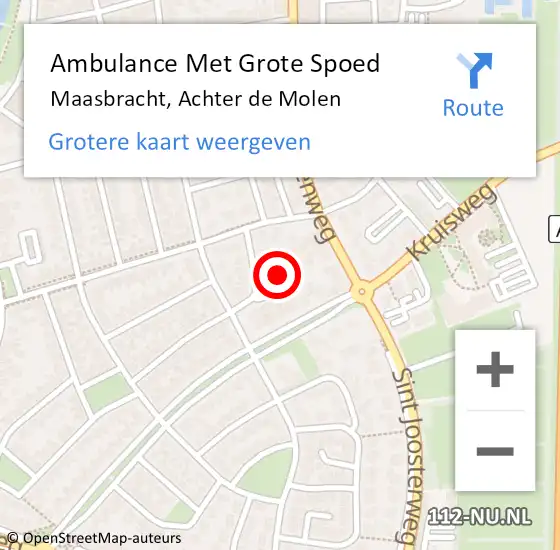 Locatie op kaart van de 112 melding: Ambulance Met Grote Spoed Naar Maasbracht, Achter de Molen op 1 november 2022 18:08