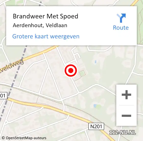 Locatie op kaart van de 112 melding: Brandweer Met Spoed Naar Aerdenhout, Veldlaan op 1 november 2022 18:13