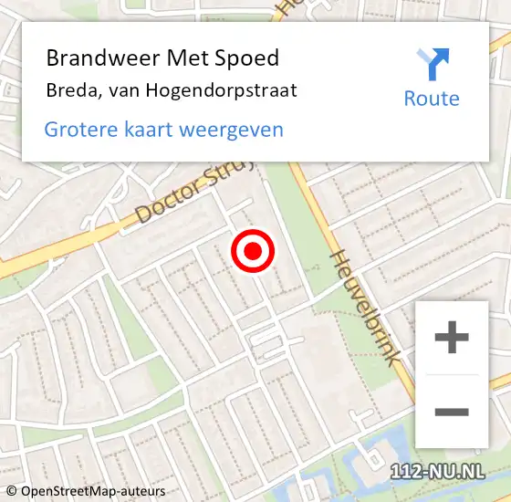 Locatie op kaart van de 112 melding: Brandweer Met Spoed Naar Breda, van Hogendorpstraat op 1 november 2022 18:28