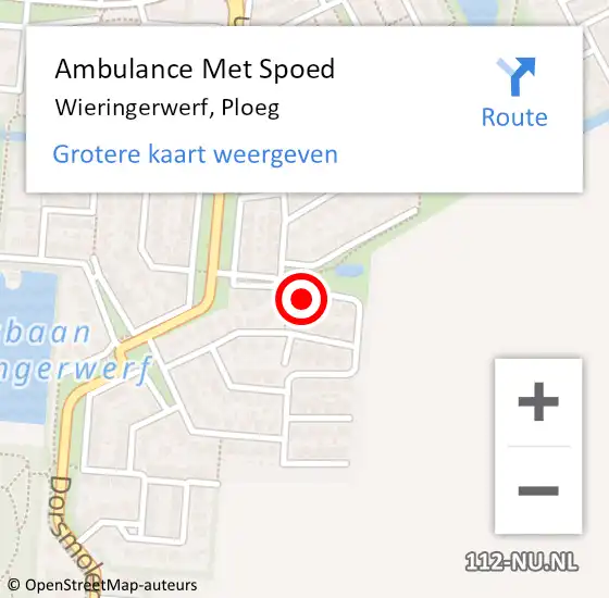 Locatie op kaart van de 112 melding: Ambulance Met Spoed Naar Wieringerwerf, Ploeg op 1 november 2022 18:29