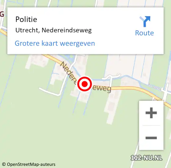 Locatie op kaart van de 112 melding: Politie Utrecht, Nedereindseweg op 1 november 2022 18:33