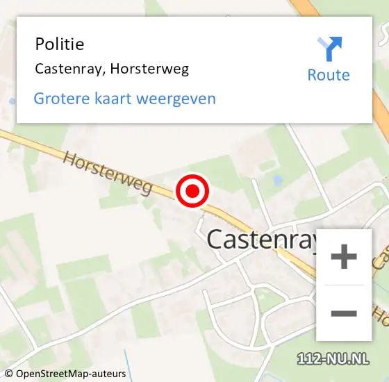 Locatie op kaart van de 112 melding: Politie Castenray, Horsterweg op 1 november 2022 18:53