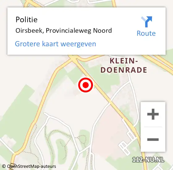 Locatie op kaart van de 112 melding: Politie Oirsbeek, Provincialeweg Noord op 1 november 2022 19:06