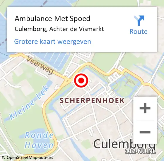 Locatie op kaart van de 112 melding: Ambulance Met Spoed Naar Culemborg, Achter de Vismarkt op 1 november 2022 19:11