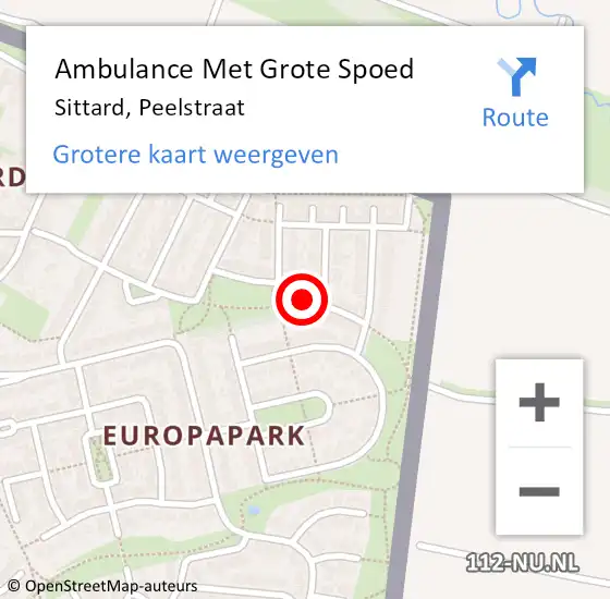 Locatie op kaart van de 112 melding: Ambulance Met Grote Spoed Naar Sittard, Peelstraat op 3 augustus 2014 15:33