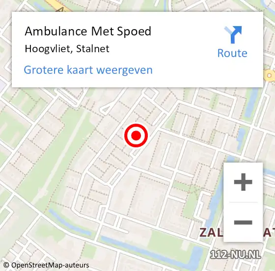 Locatie op kaart van de 112 melding: Ambulance Met Spoed Naar Hoogvliet, Stalnet op 1 november 2022 19:24