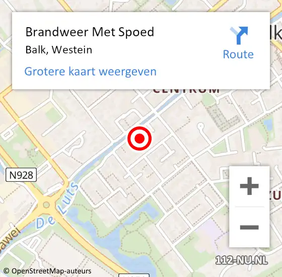 Locatie op kaart van de 112 melding: Brandweer Met Spoed Naar Balk, Westein op 1 november 2022 19:40