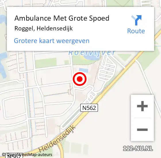 Locatie op kaart van de 112 melding: Ambulance Met Grote Spoed Naar Roggel, Heldensedijk op 1 november 2022 19:44