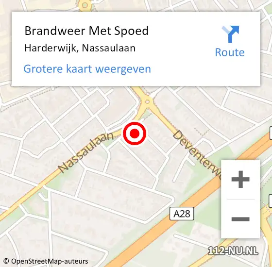 Locatie op kaart van de 112 melding: Brandweer Met Spoed Naar Harderwijk, Nassaulaan op 1 november 2022 19:46