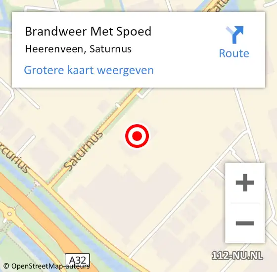 Locatie op kaart van de 112 melding: Brandweer Met Spoed Naar Heerenveen, Saturnus op 1 november 2022 19:49