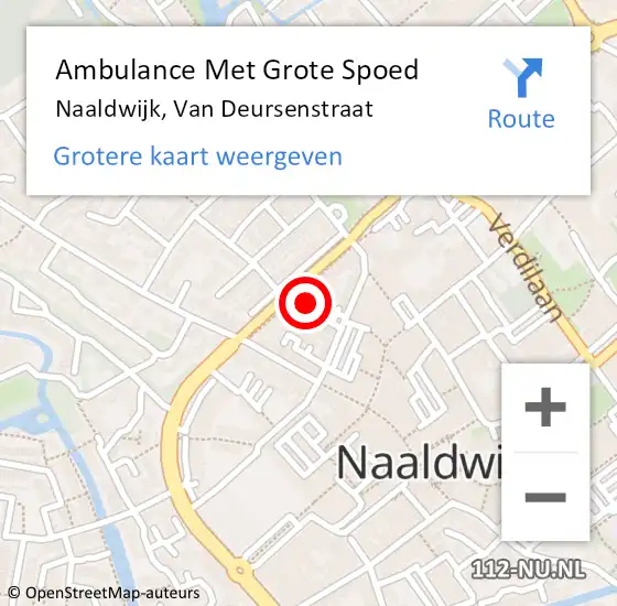 Locatie op kaart van de 112 melding: Ambulance Met Grote Spoed Naar Naaldwijk, Van Deursenstraat op 1 november 2022 19:52