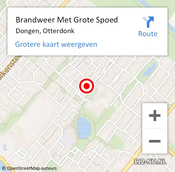 Locatie op kaart van de 112 melding: Brandweer Met Grote Spoed Naar Dongen, Otterdonk op 1 november 2022 19:52