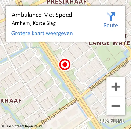Locatie op kaart van de 112 melding: Ambulance Met Spoed Naar Arnhem, Korte Slag op 1 november 2022 20:17